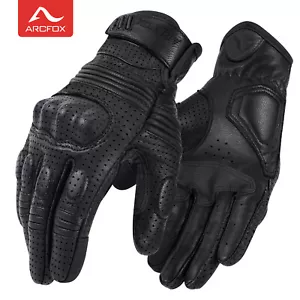 Mens Motorcycle Gloves Goat Leather Motorbike Touring Glove Touchscreen Breathe - Picture 1 of 18