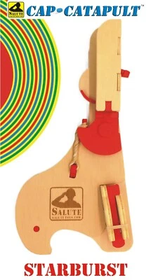 Cap-Catapult by Salute Toys - DIY Kit - Natural Wood and Starburst Red PLA - Image 1 of 4