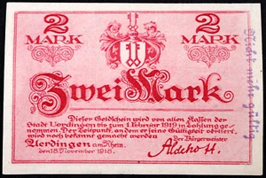 UERDINGEN 1918 2 Mark Grossnotgeld German Notgeld Banknote - Picture 1 of 2