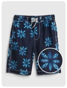 NWT Gap Kids $34.95 Boys Floral Graphic Board Shorts, Navy, Sz S (6-7) - Picture 1 of 1