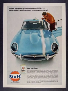 1967 Gulf Motor Oil Jaguar XK-E XKE 2+2 photo vintage print Ad - Picture 1 of 1