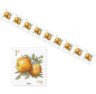 USA # 5037 Apples 1c (2016) - PNC9 #P222222 Coil Strip of 9 Stamps, Mint - Image 1 of 2