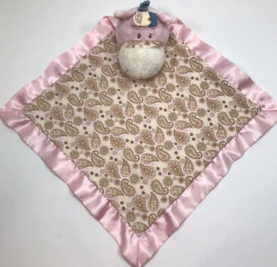 Manta de seguridad Baby Ganz rellena jirafa rosa marrón cachemira satinado Foto 1 de 4