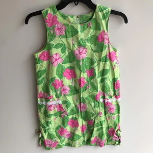 Lilly Pulitzer Girls size 12 Vintage sleeveless green floral shift dress Beach - Picture 1 of 4