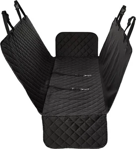 QUILTED WATER RESISTANT BACKSEAT CAR HAMMOCK FOR PETS 58" X 54" BLACK - Picture 1 of 5