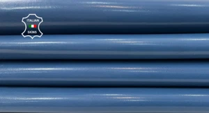 BLUE SHINY Strong Italian Goatskin Goat leather hides 2 skins 5+sqf 0.7mm #C4784 - Picture 1 of 7