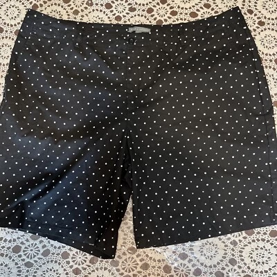 Jessica London Women Plus Sz 24W Classic Cotton Shorts Black White Polka Dot NEW - Image 1 of 4