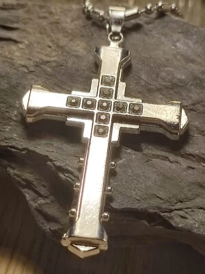 Herren Halskette Christen Jesus Kreuz Kruzifix Religion in Silber Glaube Kirche - Bild 1 von 4