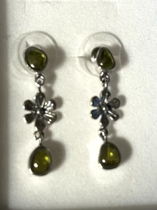 Artisan Crafted Italian Natural Vesuvianite Dangle Earrings in SS 4.4 ctw - Picture 1 of 2