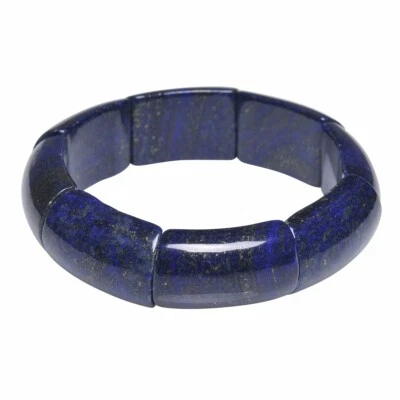 Armband Edelstein Lapis-Lazuli Lapislazuli Armschmuck dunkel blau glatt dehnbar - Bild 1 von 3