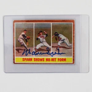 1962 Topps Warren Spahn Signed Card #312 - COA JSA - Picture 1 of 2
