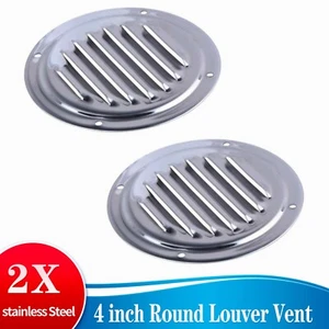 2X Stainless Steel 4" Louvered Vent Grill Cover Boat Ventilation - Picture 1 of 7