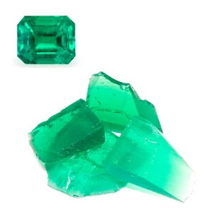 12.7-20.4ct 1pc Lab Grown Colombian Emerald with inclusions Faceting Rough Stone - Picture 1 of 9
