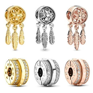 Rose Gold Silver Plate charms for bracelets - Dreamcatcher, Simple Studs Dangler - Picture 1 of 21