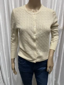 J CREW 100% Cashmere crewneck cabled cardigan - Picture 1 of 5