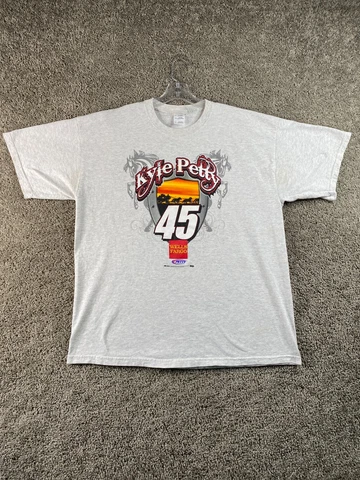 Kyle Petty Nascar Shirt Adult Extra Large Gray White Racing 45 Casual Mens Cover