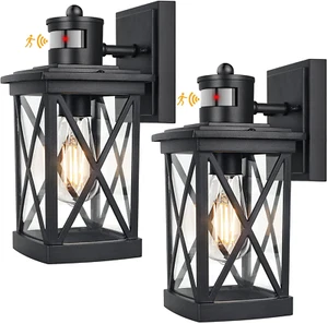 New 2-Pack Motion Sensor Outdoor Wall Lights Dusk to Dawn Exterior Light Fixture - Picture 1 of 7