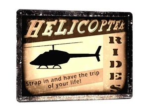 HELICOPTER METAL sign boy MANCAVE funny great gift vintage style wall decor 201 - Picture 1 of 2