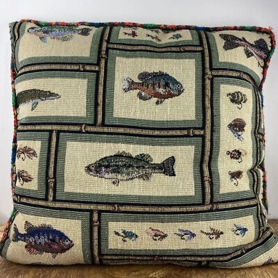 Large Fishing Lure Trout Tapestry Decorative Pillow Cabin Decor 25” Handmade - Image 1 of 4