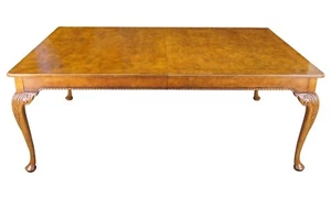 Vintage Baker Stately Homes Chippendale Style Burled Walnut Dining Table 130" - Picture 1 of 12