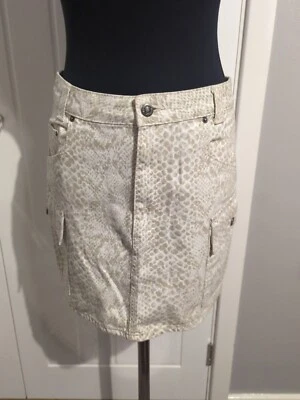 Topshop Snake Skin Denim Skirt - Image 1 of 3
