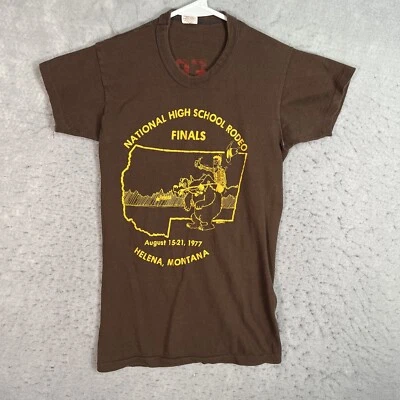 Vintage 70s 1977 High School Rodeo Barrel Racer Cowboy Chaser T Shirt adult Lg - Image 1 of 4