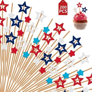 200 Pack Cocktail Picks Toothpicks for Appetizers 4.7 Inch Star Toothpicks fo... - Picture 1 of 7