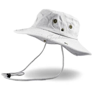 Unisex 100% Cotton Camo Bucket Hat Fishing Camping Safari Boonie Sun Summer  - Picture 1 of 38