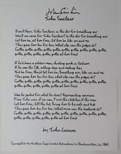 JOHN SINCLAIR Signed "John Sinclair (John Lennon Song)" Lyric Sheet Music JSA