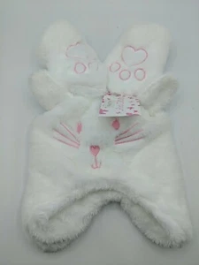 Girls Hat/ Mittens White/ Pink Bunny Hat Paw Mittens Ava Olivia 0-12 100%Polyes - Picture 1 of 5