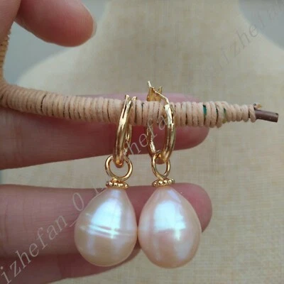 AAAA Huge South Sea White Dangle/drop Lever Back Pearl Earring Hook 14k Gold P - Image 1 of 4