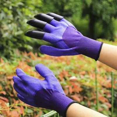 Gardening Digging Planting Pruning Tools Lawn Care 4 Claws Garden Genie Gloves - Image 1 of 4