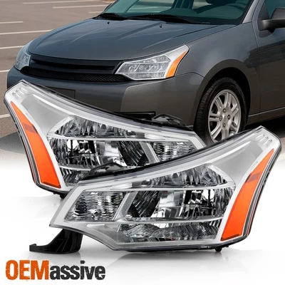 Fits 2008-2011 Ford Focus Headlights headlight Lamps Left + Right 08 09 10 11 - Image 1 of 4