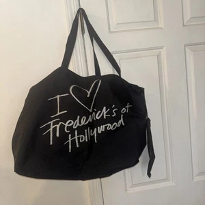 Frederick’s Of Hollywood Black Tote With Small Zip Bag Silver Writing - Picture 1 of 6