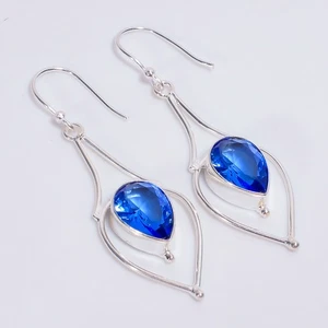 Tanzanite Gemstone Ethnic Handmade 925 Sterling Silver Earrings 2.3" KE-430 g432 - Picture 1 of 5