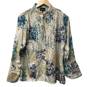 Top Lynn Ritchie para mujer pequeño seda beige dorado azul gris - Imagen 1 de 10