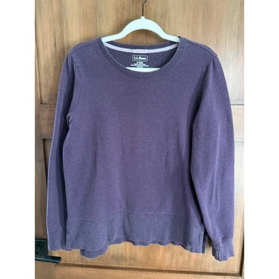 Sudadera L.L.Bean Mujer Manga Larga Crew Ciruela Pequeña Abertura Lateral Foto 1 de 4