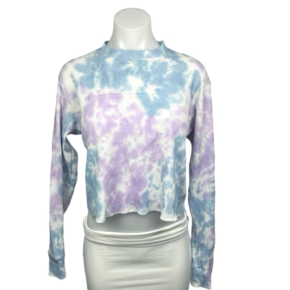 Wild Fable Multicolor Tie Dye Waffle Long Sleeve Cropped T-Shirt Top Size XS - Image 1 of 4