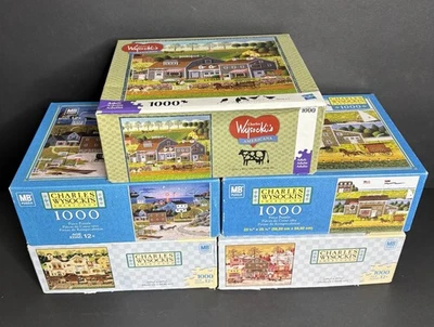 5 Charles Wysocki Jigsaw Puzzles Milton Bradley 1000 Piece Americana *Unverified - Image 1 of 4