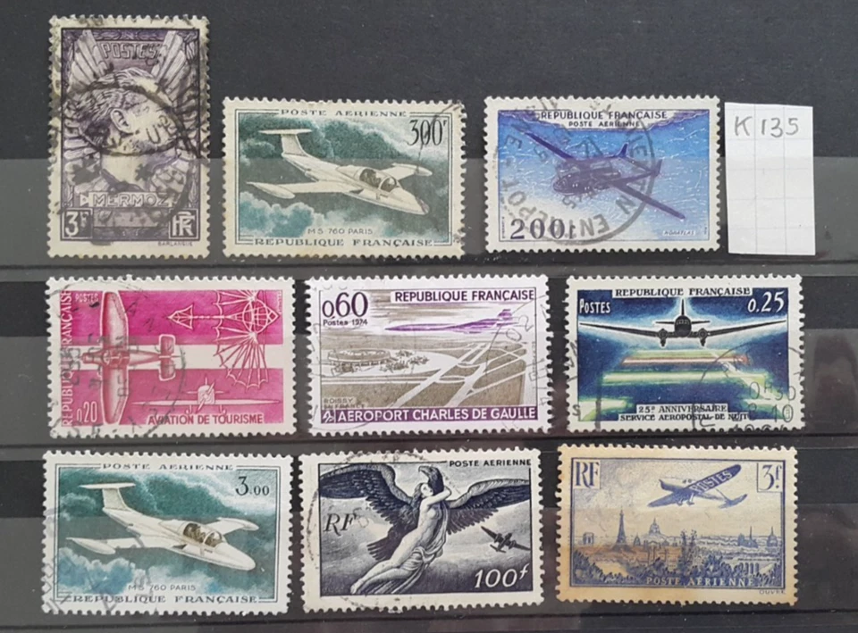 K135 France lot de timbres oblitérés thème aviation Voir photos pour plus de dét - Photo 1/1