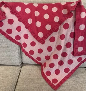 Baby Gap 2012 96% Kaschmir Decke Überwurf Hot Pink & Pale Pink Polka Dots - Bild 1 von 10