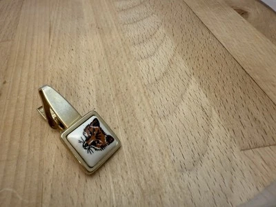 Clipe de gravata Fox vermelho raposa dourado clipe de gravata de porcelana - Imagem 1 de 2