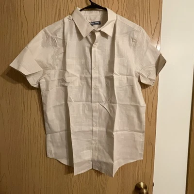 Camisa para hombre PJ Paul Jones manga corta abotonada talla mediana tostada Foto 1 de 4