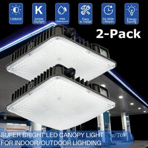 LED Canopy Light AC 110-277V 5500K Gas Station Light Fixture Square Lamps IP65 - Picture 1 of 28