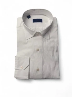 Camisa de vestir David Donahue blanca de algodón nueva sin etiquetas talla M con botones Foto 1 de 4