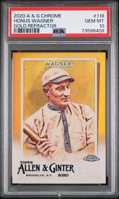 2020 TOPPS ALLEN & GINTER CHROME GOLD REFRACTOR #116 HONUS WAGNER 19/50 PSA 10 - Image 1 of 2
