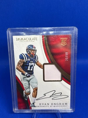 🔥🔥2017 Immaculate Collegiate Evan Engram Rookie Patch Auto Ole Miss 20/99 🔥🔥 - Image 1 of 2