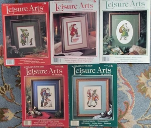 Vintage Posten 5 Freizeit Kunst Zeitschriften Alte Welt Weihnachtsmann Kreuzstichmuster - Bild 1 von 6