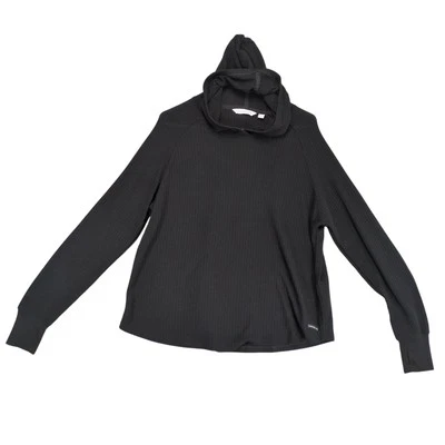 Calvin Klein Jeans Women's M Black Waffle Knit Hoodie Top Shirt, Streetwear Goth - Image 1 of 4
