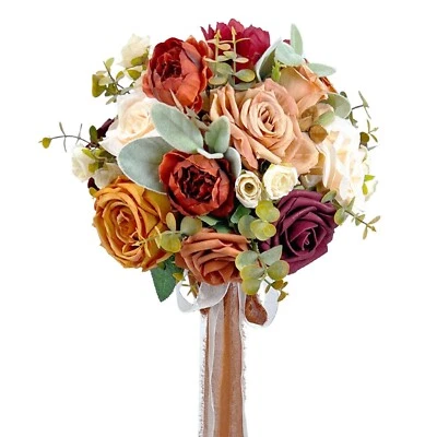 Жженый оранжевый свадебный букет, искусственные цветы свадебные каскадные букеты, V... - Изображение 1 из 4